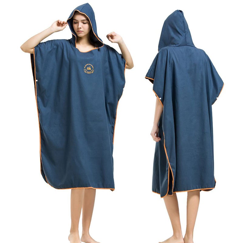 Hiturbo Microfiber Surf Poncho, Wetsuit Changing Bath Robe, Quick Dry Pool Swim Beach Towel with Hood (Navy) - Image 1